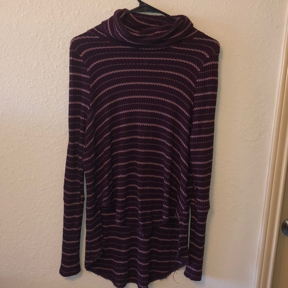 Free People Tops - Free People Striped Crimson Turtleneck Top